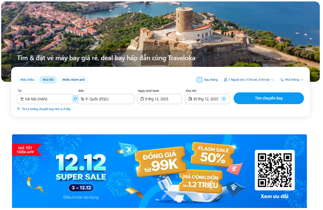Đặt vé máy bay Tết Vietjet trên Traveloka