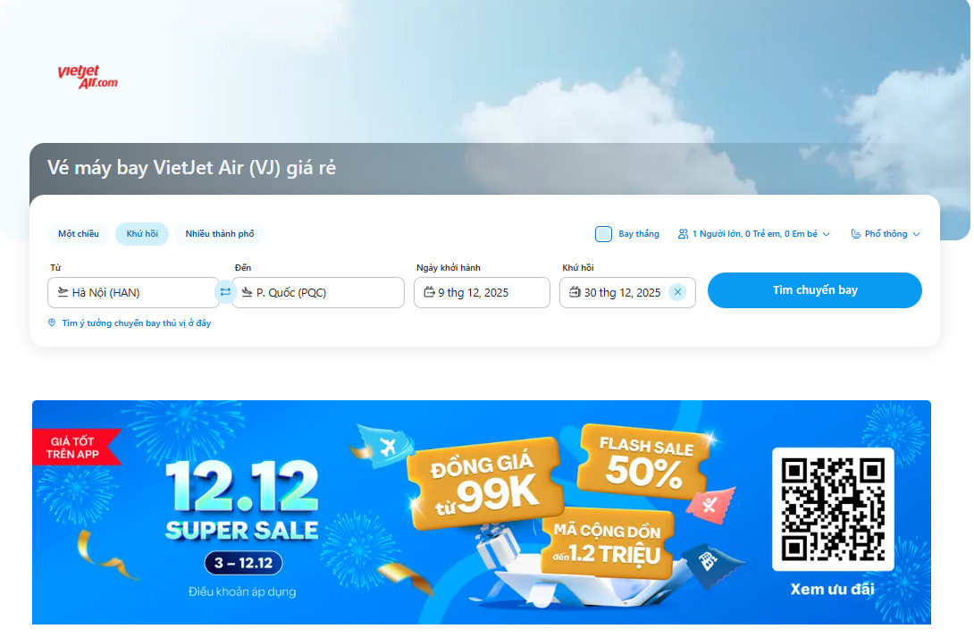 Vé máy bay Vietjet trên Traveloka